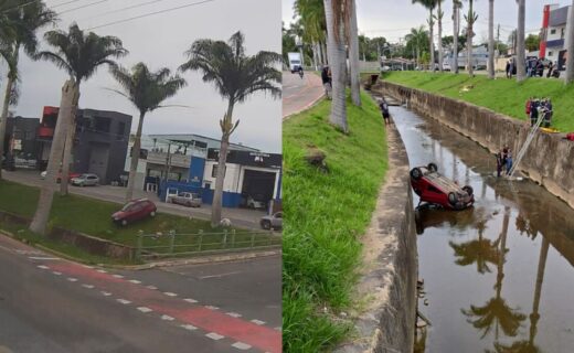 Acidente em Vinhedo: Veículo despenca em córrego após colisão registrada por câmeras