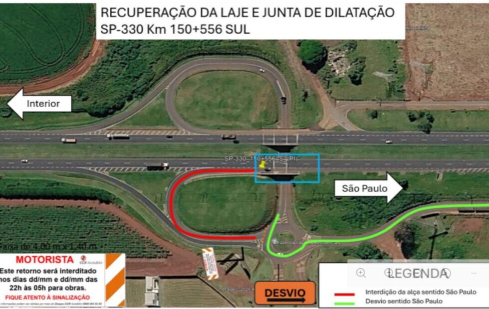 Anhanguera terá interdição de alça de acesso para reparos em Limeira durante fim de semana